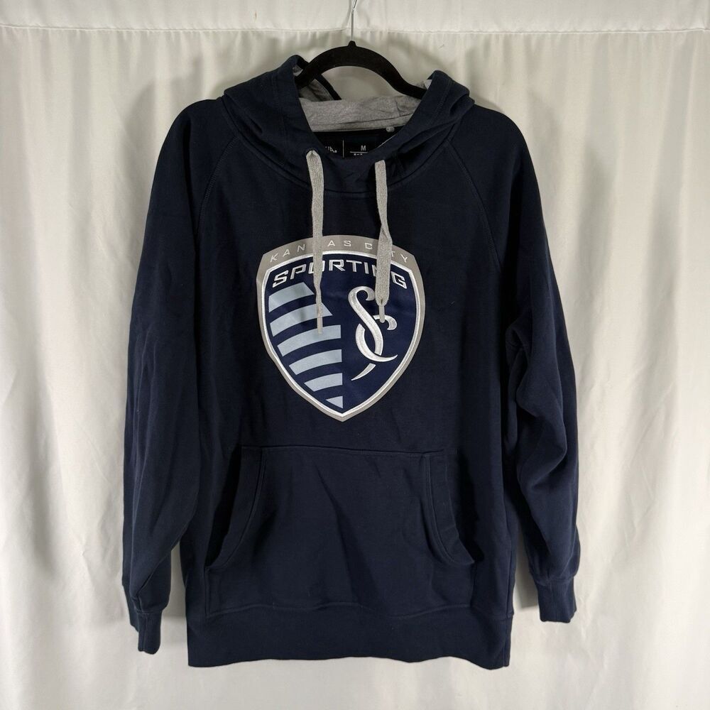 Sporting KC Kansas City Sweatshirt Men's Medium Navy Blue Hooded Long Sleeve